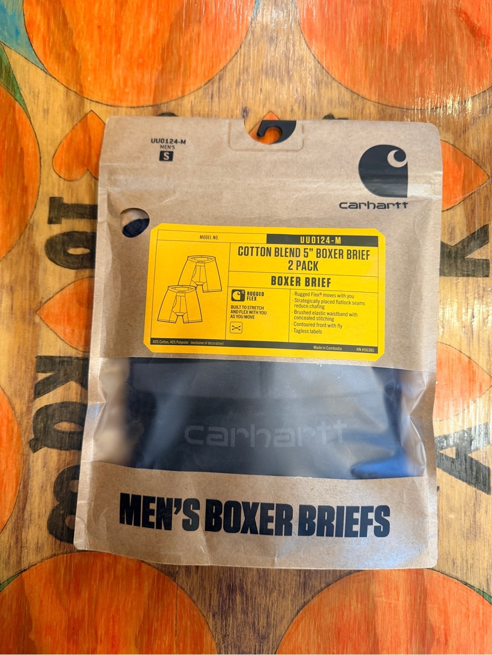 Carhartt Mens 5" Basic Boxer Brief 2 Pack Size Small Sealed Navy Rugged Flex NEW